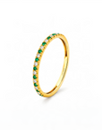 Anillo Cintillo Esmeraldas y Diamantes Oro 18K