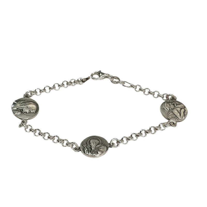 Pulsera Virgen de los Rayos y dos medallas de plata 925