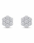 Aros stud diamantes 0,05 ct Flor mini plata