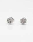 Aros stud diamantes 0,05 ct Flor mini plata