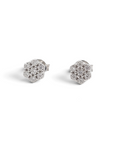 Aros stud Sophia Schneider Joyas en forma de flor de plata 925 con diamantes corte brillante de 0,05 ct