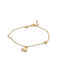 Pulsera Sophia Schneider Joyas de plata 925 enchapada en oro 18K con dije de corazón y diamante corte brillante
