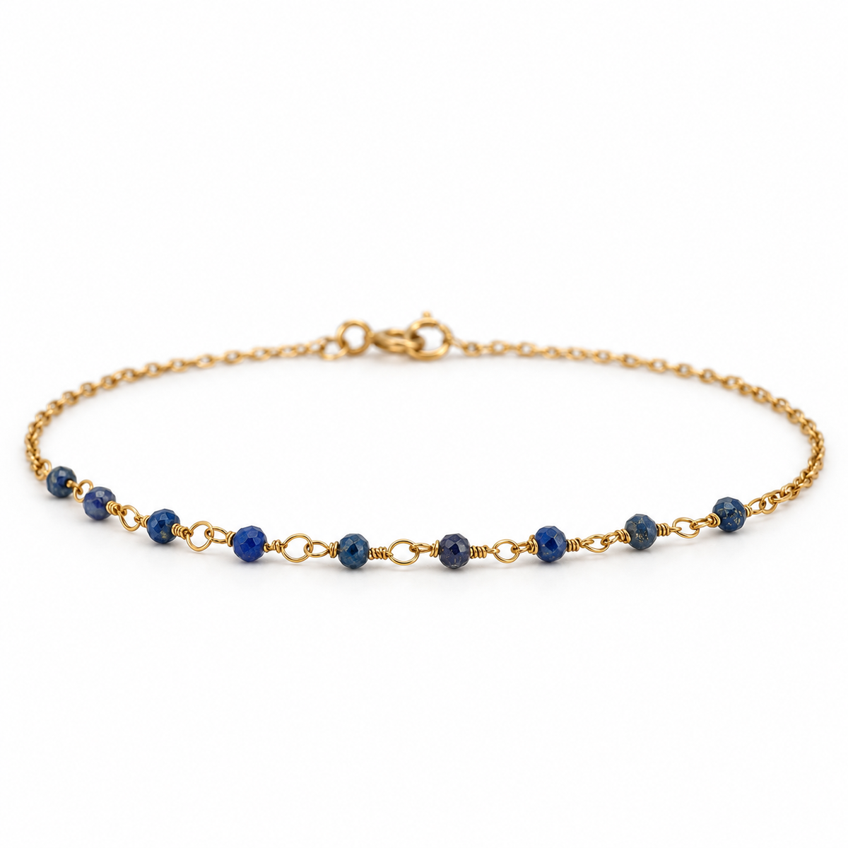 Pulsera Lapislazuli en cadenita oro 18K