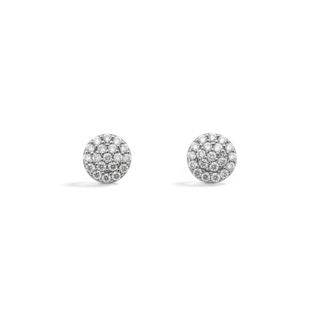 Aros stud cluster Sophia Schneider Joyas de plata 925 con diamantes corte brillante de 0,25 ct y 6 mm de diámetro.