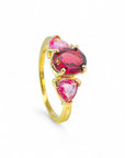 Anillo tricillo rubelita oval y zafiros rosados