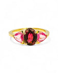 Anillo tricillo rubelita oval y zafiros rosados