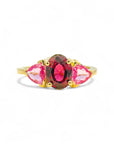 Anillo tricillo rubelita oval y zafiros rosados