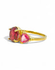 Anillo tricillo rubelita oval y zafiros rosados