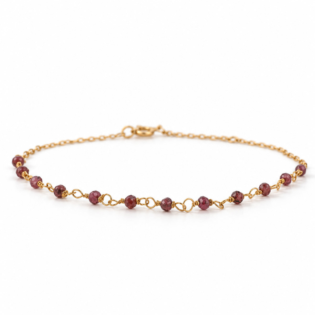 Pulsera Granates en cadenita oro 18K