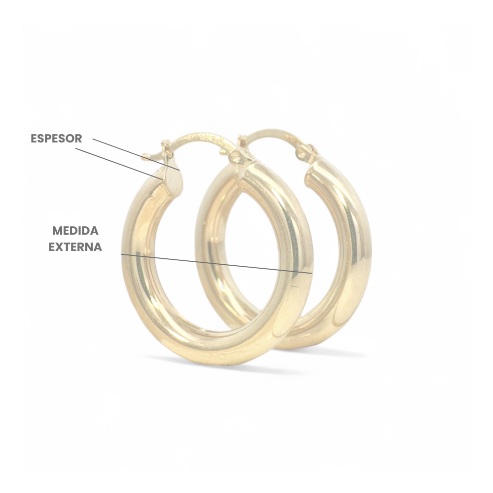 Aros argollas tubulares 2.4 mm oro 18K - 25 mm