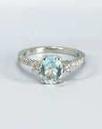 A pedido - Anillo Solitario Aguamarina y Diamantes laterales
