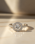 Anillo Solitario Diamante 0,44 ct Halo Platino