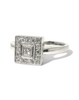 Anillo Halo Diamante Princess (0,10 ct) en Platino Hecho a Mano