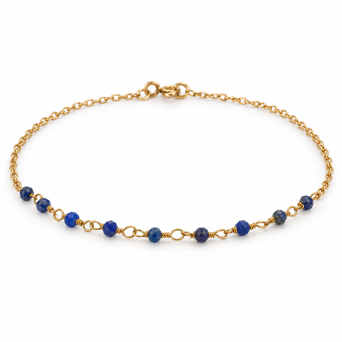 Pulsera Lapislazuli en cadenita oro 18K