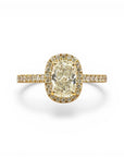 Anillo Solitario Diamante Lab Oval Cushion Halo Oro 18K