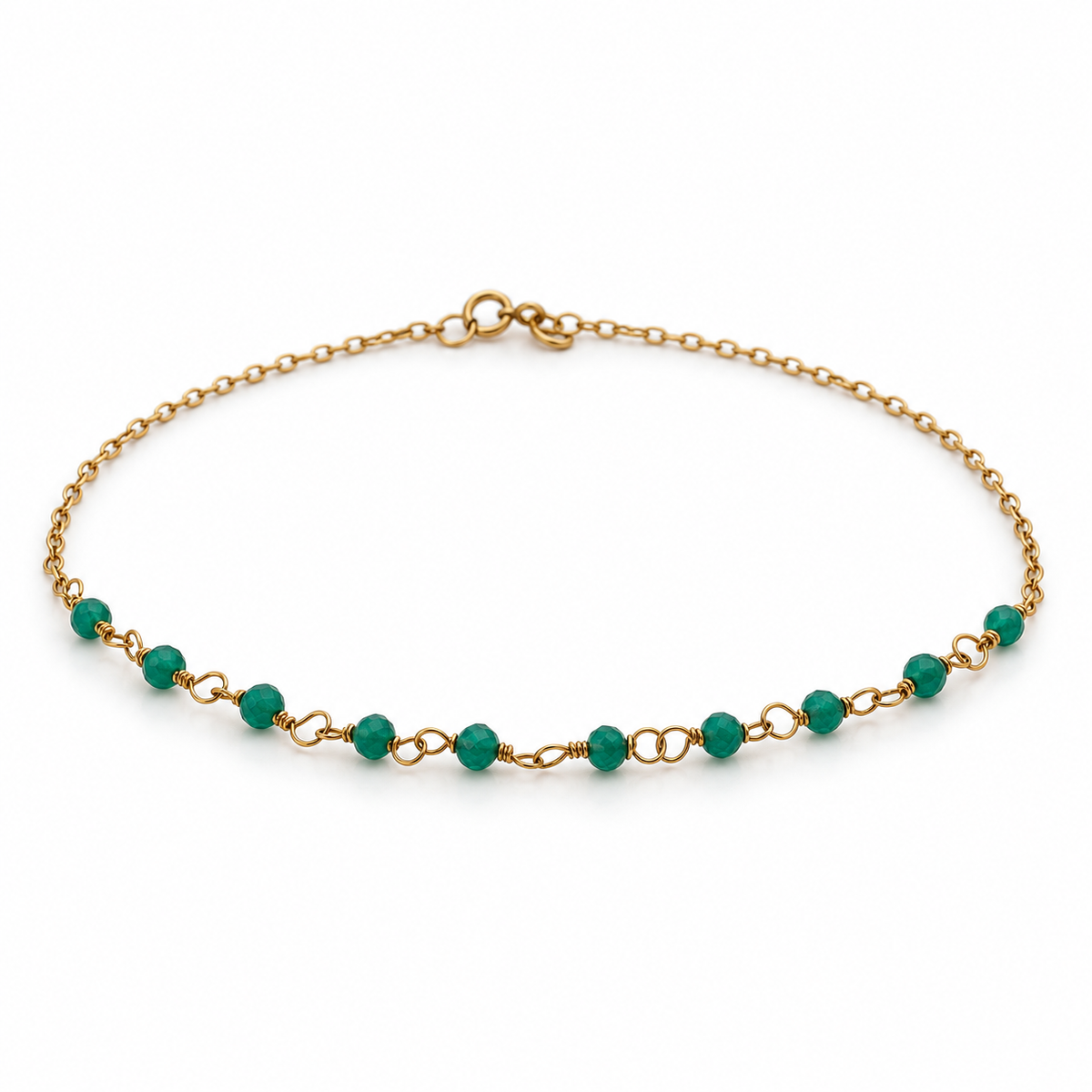 Pulsera Aventurinas en cadenita oro 18K
