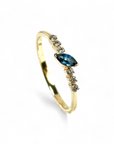 Anillo Cintillo Zafiro Marquise 0,15 ct y brillantes 0,11 ct