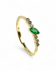 Anillo Cintillo Esmeralda Marquise 0,15 ct y brillantes 0,11 ct