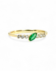 Anillo Cintillo Esmeralda Marquise 0,15 ct y brillantes 0,11 ct