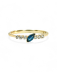 Anillo Cintillo Zafiro Marquise 0,15 ct y brillantes 0,11 ct