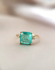 Anillo Solitario Cuarzo Verde 8mm Oro 18K