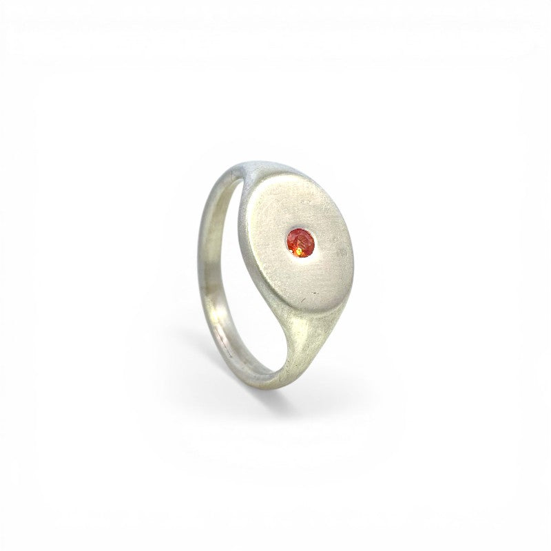 Anillo sello meñique zafiro naranjo - Sarrazina Joyas