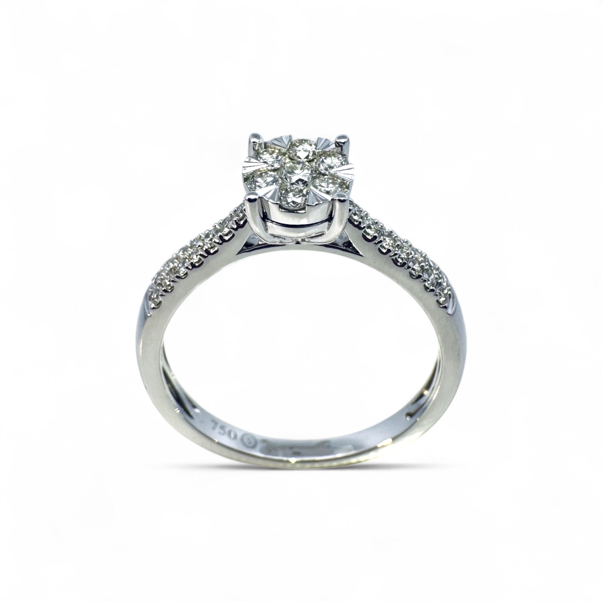 Anillo Solitario Diamantes en cluster
