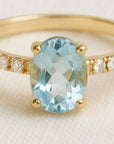 A pedido - Anillo Aguamarina Oval Con Argolla De Diamantes