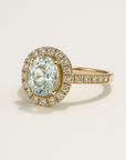 A pedido - Anillo Aguamarina Oval en Grifa 9 x 7 mm Halo