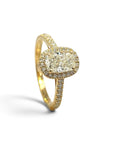 Anillo Solitario Diamante Lab Oval Cushion Halo Oro 18K