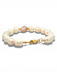 Pulsera Perlas naturales de 10 x 8 mm con perla rosada central