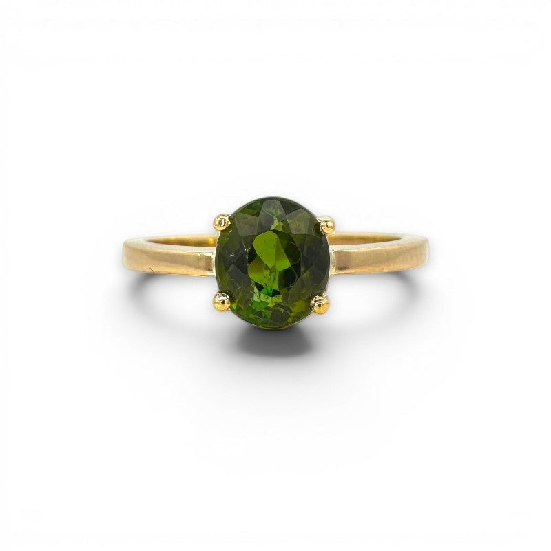 Anillo Solitario Turmalina Oval Oro 18K