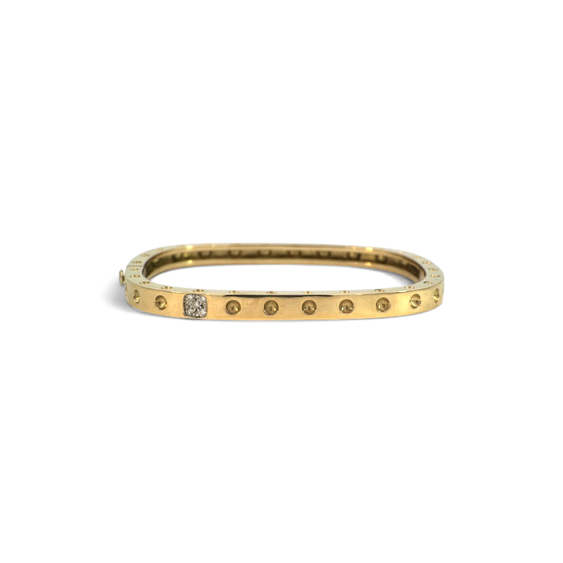 Esclava rectangular de Sophia Schneider Joyas en oro 18K con cinco diamantes brillantes incrustados