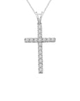 Cruz con diamantes lab con cadena de plata