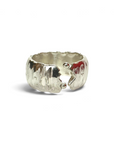 Anillo ajustable de plata Sophia Schneider Joyas con banda ancha de textura irregular y diseño abierto