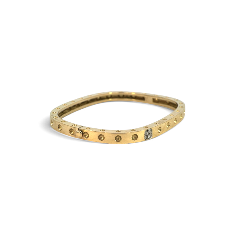 Esclava rectangular de Sophia Schneider Joyas en oro 18K con cinco diamantes brillantes incrustados
