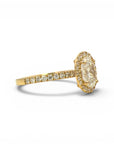 Anillo Solitario Diamante Lab Oval Halo Oro 18K