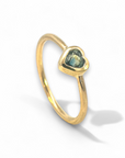 Anillo Solitario Zafiro Corazón en bisel oro 18K