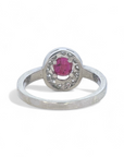 Anillo Solitario Rubí Halo Diamantes en platino