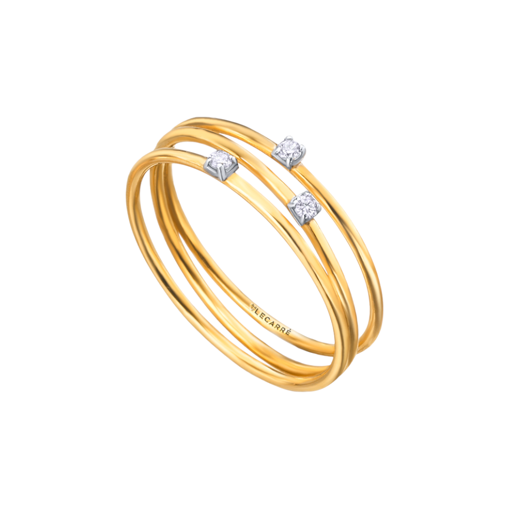 Anillo Triple Argollas Oro y Diamantes