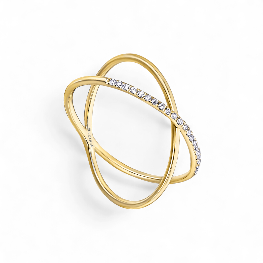 Anillo Doble Argolla Oro Amarillo y Diamantes