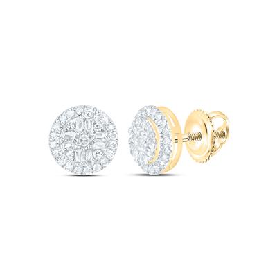 Aros punto de luz diamantes diseño geometrico y halo oro 10K