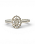Anillo solitario cluster halo brillantes 0,20 ct oro blanco 10K