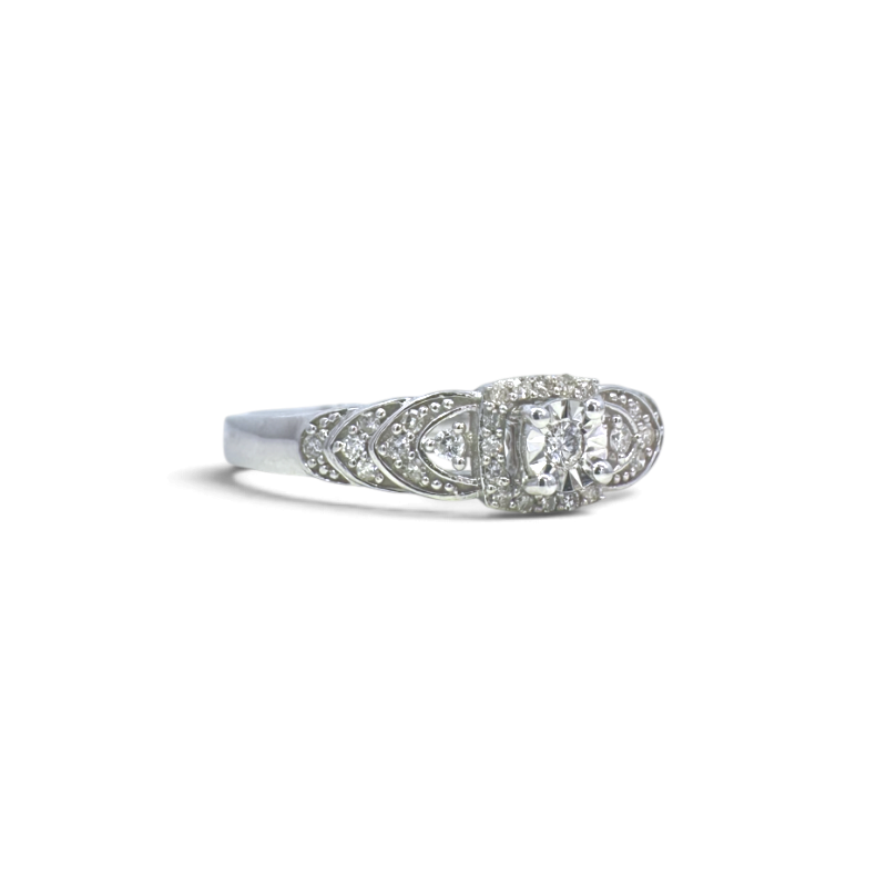 Anillo solitario Sophia Schneider Joyas de plata 925 con diamantes corte brillante de 0,2 ct y diseño detallado