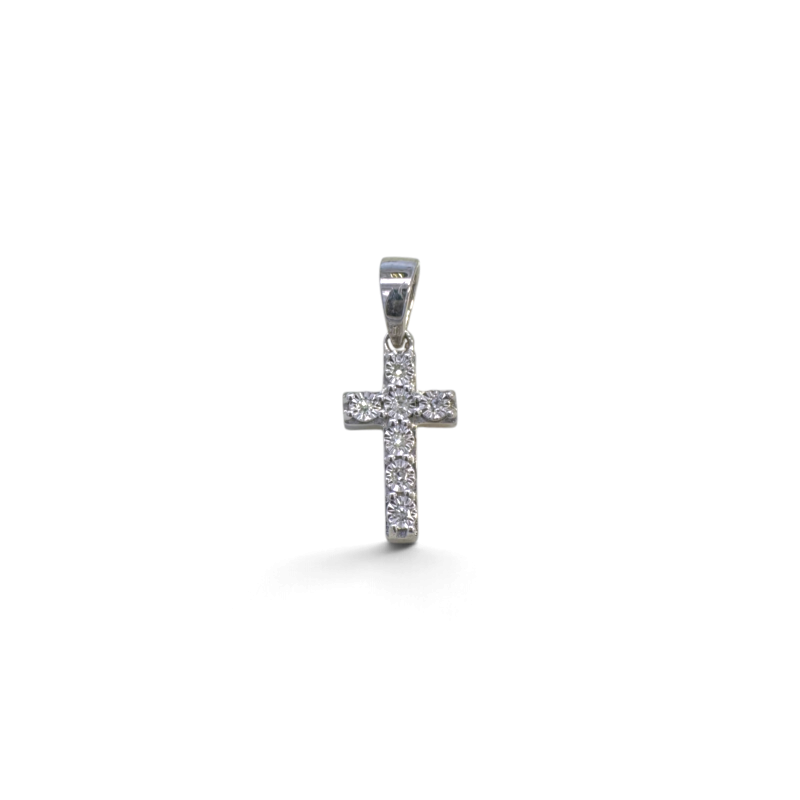 Colgante de cruz Sophia Schneider Joyas en plata 925 con diamantes de 0,05 ct, diseño elegante de 8x13 mm