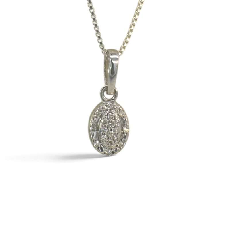 Collar Sophia Schneider Joyas de plata 925 con colgante ovalado y diamante de 0,05 ct en cadena de 40 cm
