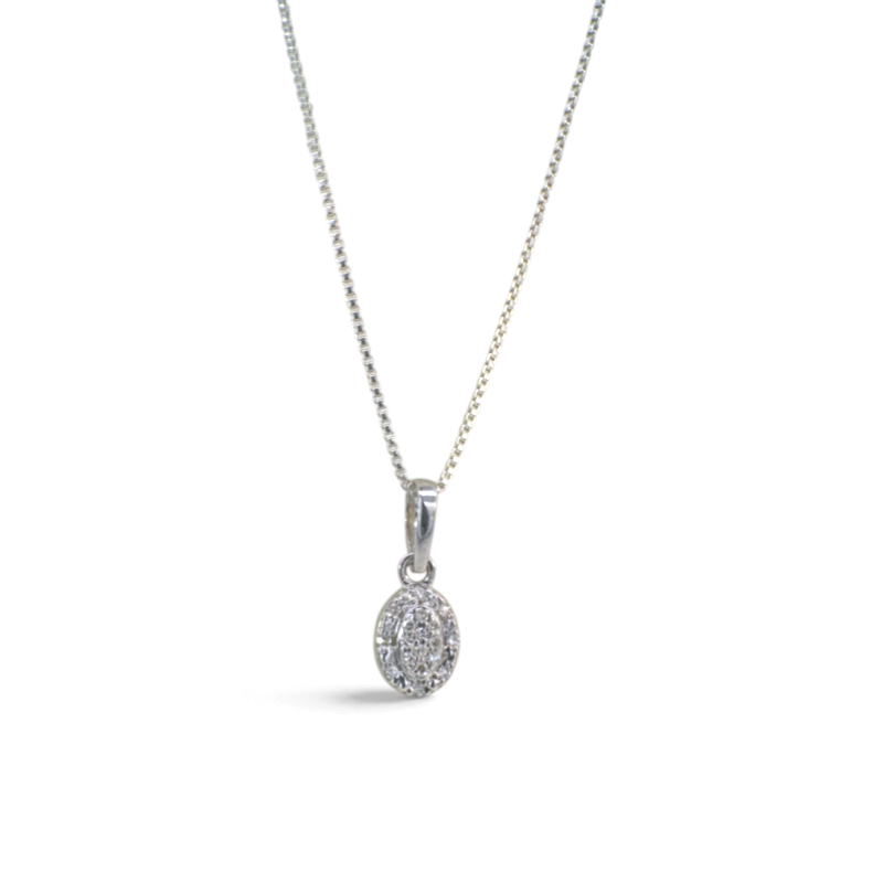 Collar Sophia Schneider Joyas de plata 925 con colgante ovalado de diamantes corte brillante de 0,05 ct