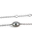 Pulsera Sophia Schneider Joyas de plata 925 con diseño de ojo protector, adornada con diamantes corte brillante.