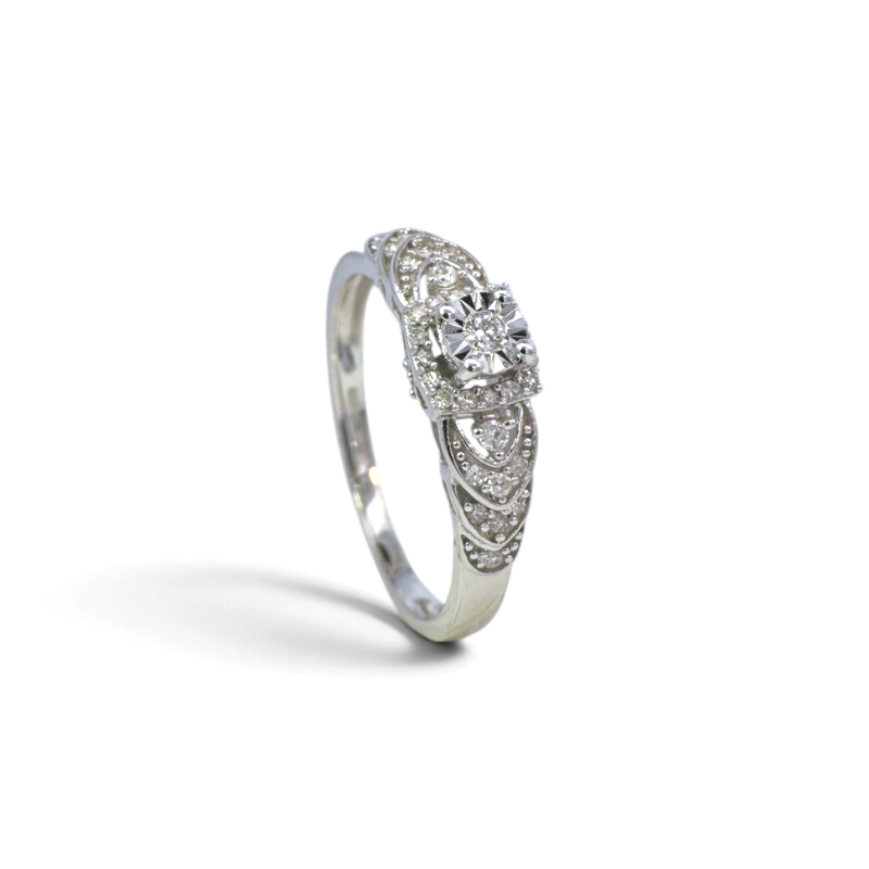 Anillo solitario Sophia Schneider Joyas de plata 925 con diamantes de 0,2 ct en corte brillante y diseño detallado