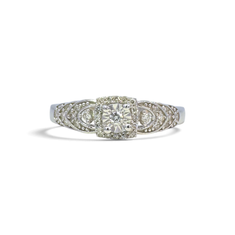 Anillo solitario Sophia Schneider Joyas de plata 925 con diamantes de 0,2 ct en corte brillante y diseño calado